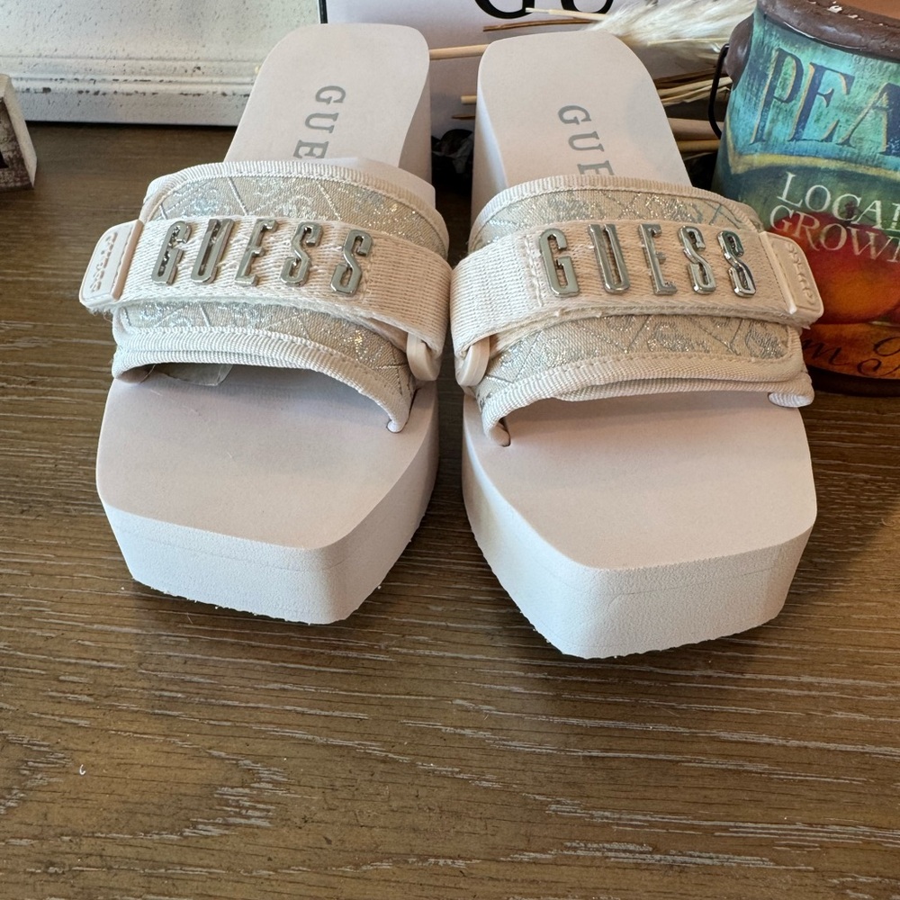 Guess Cream Platform Sandals